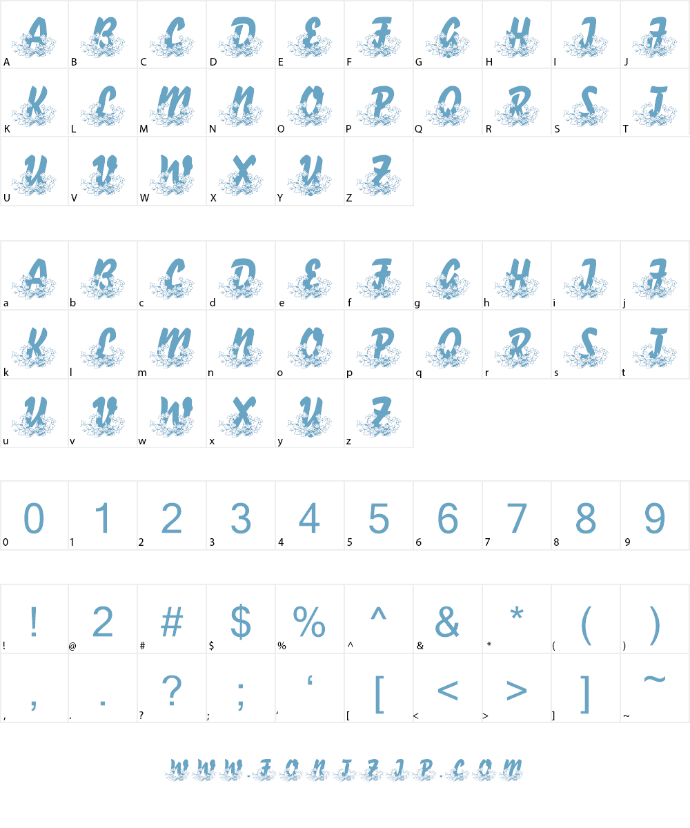 LMS Bed of Ivy and Ribbons Font Character